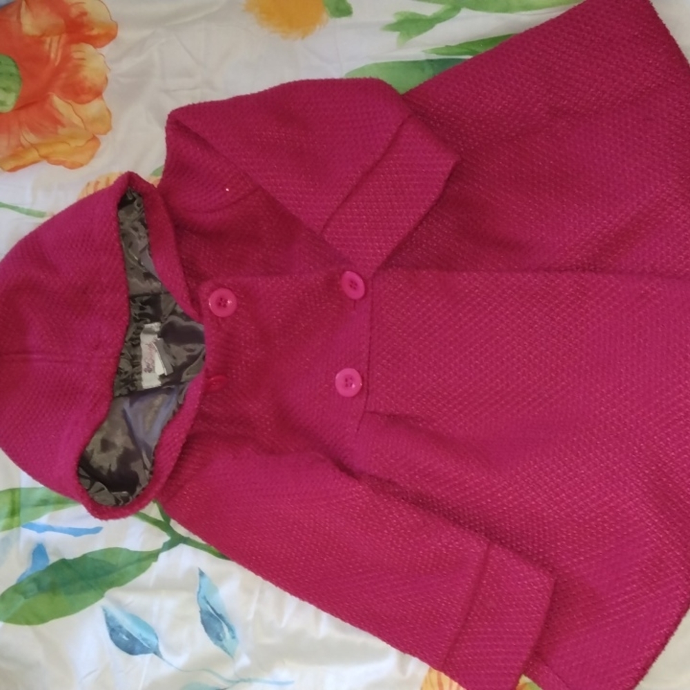 Sweet Charlotte 12-18 M magenta pink knit coat with hoodie